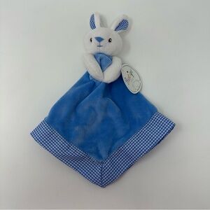 Prestige Baby Bunny Lovey Lovie Blue White Checkered Plush Security Blanket NEW